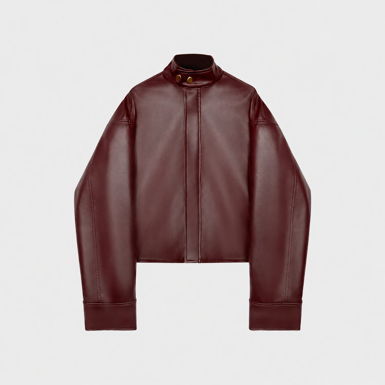 Korean-style stand-neck long-sleeve jacket, women's spring new fashionable slimming leather jacket, youthful, niche cardigan
