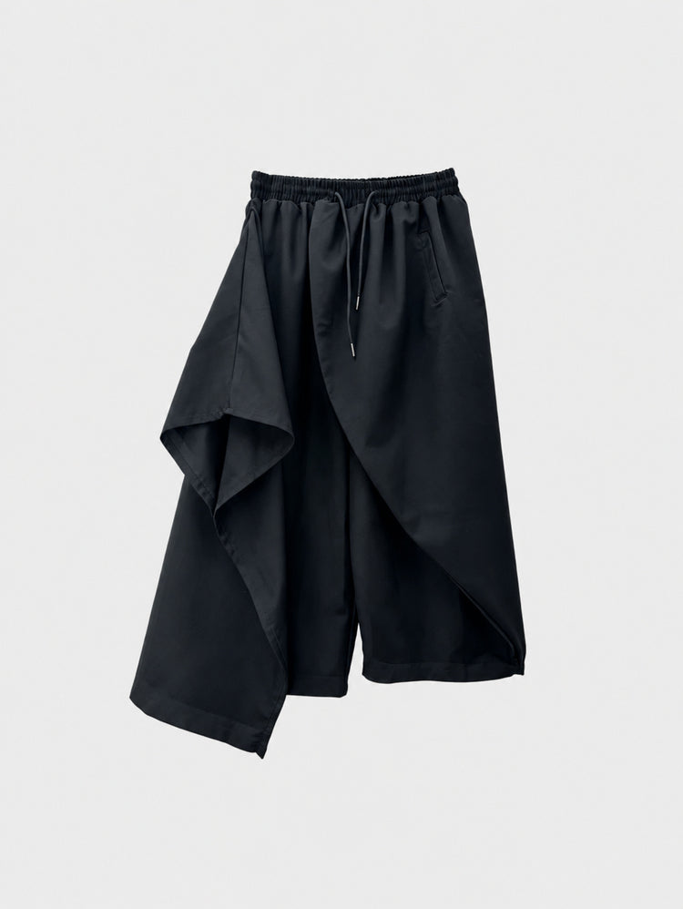 11526 Japanese Style Dark Irregular Wide-Leg Pants Unisex Loose High-Waist Design Casual Nine-Point Pants