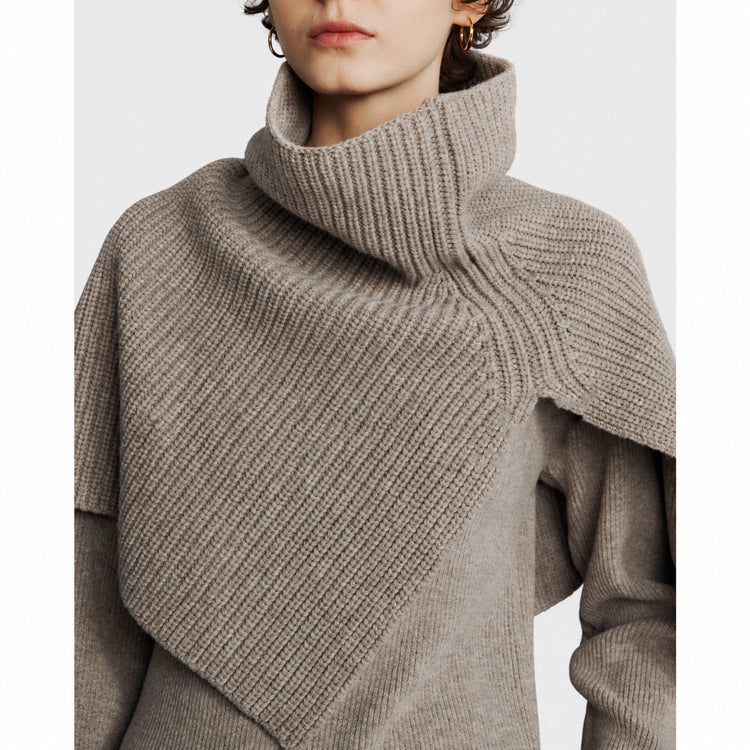 Styling artifacts: ultra-fine merino wool, high neck slit, multi-wear, knitted shawl, large scarf
